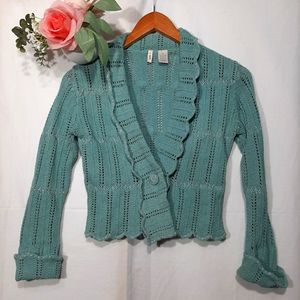 Anthropologie Moth Blue Cable Knit Cardigan